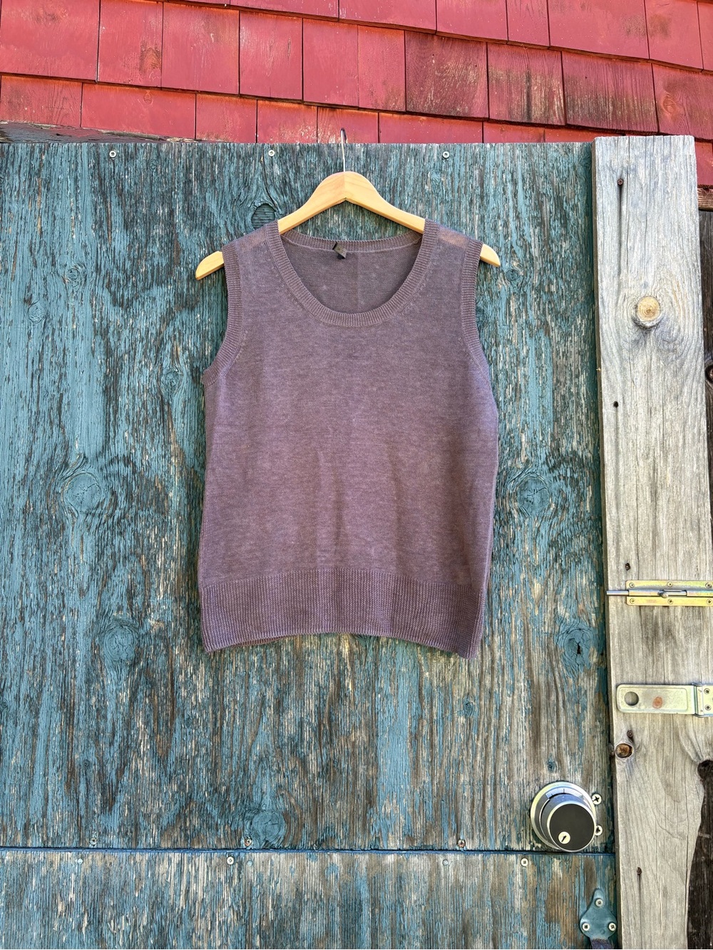 Linen Sleeveless Knit Top in Charcoal Grey - Women's Casual Pullover
